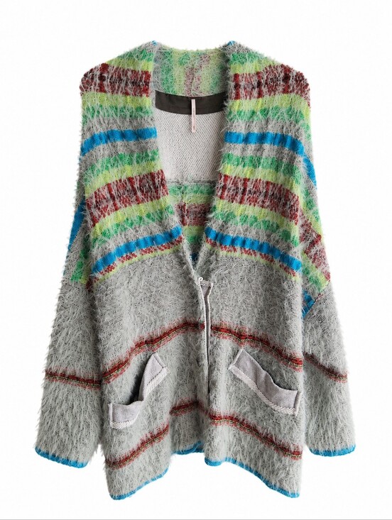 Free People Sweaters - Free People Fair Weather Feather Cardigan Mint Haze S  Boho Shaggy Knit Pockets